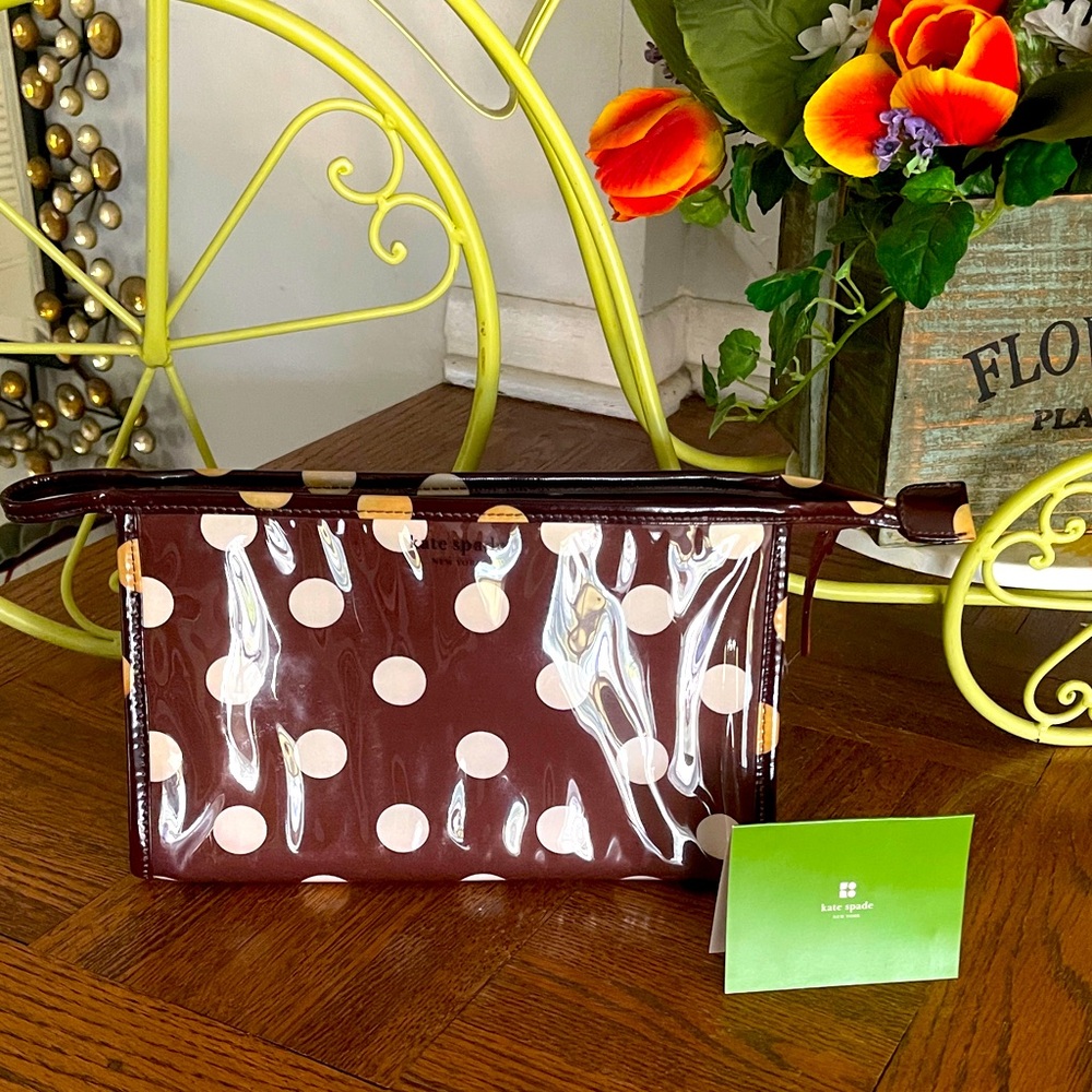 Kate Spade Polka Dot Brown cosmetic bag
